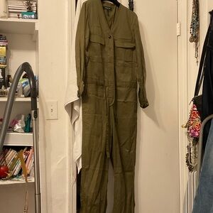 rag & bone Olive Utility Long-Sleeve Jumpsuit